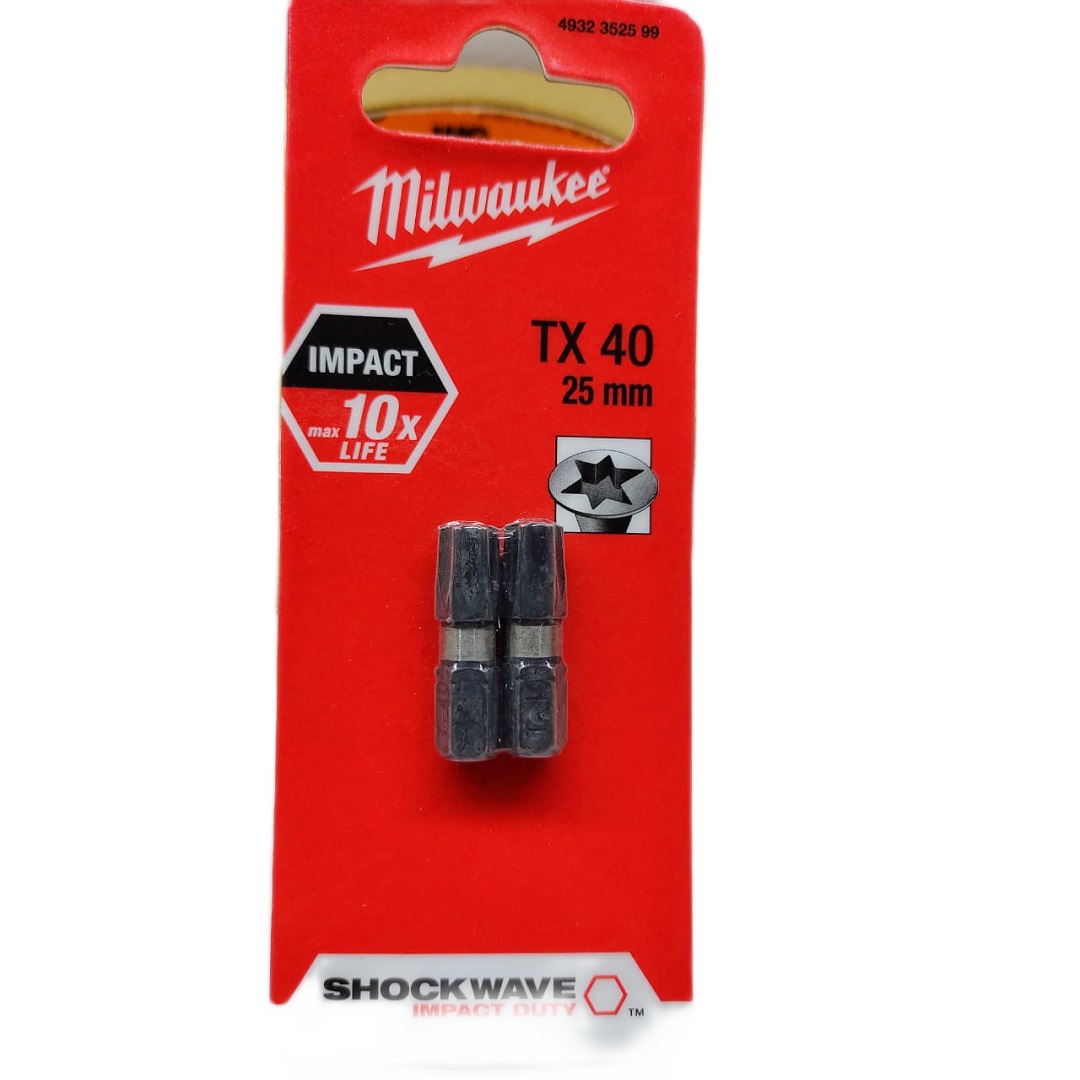 KIT BIT TORX TX40 X 25MM COM 02 PEÇAS 4932 3525 99 MILWAUKEE