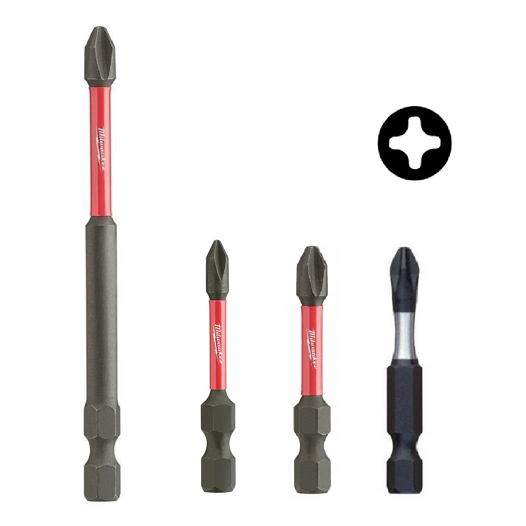 Kit Ponta Bits Impacto Phillips PH1 PH2 PH3 Milwaukee