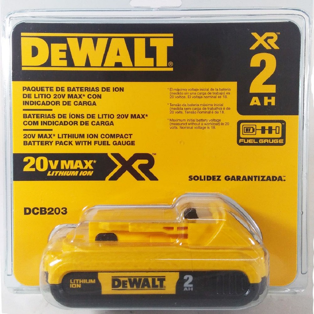 BATERIA ON L TION 20V XR 2.0AH COMPACTA DCB203 B3 DEWALT