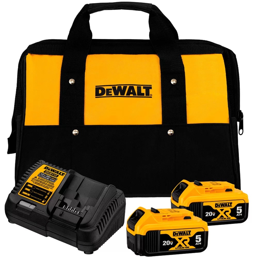 Kit 2 Baterias 5Ah 20V + Carregador + Bolsa DCB205C2K Dewalt