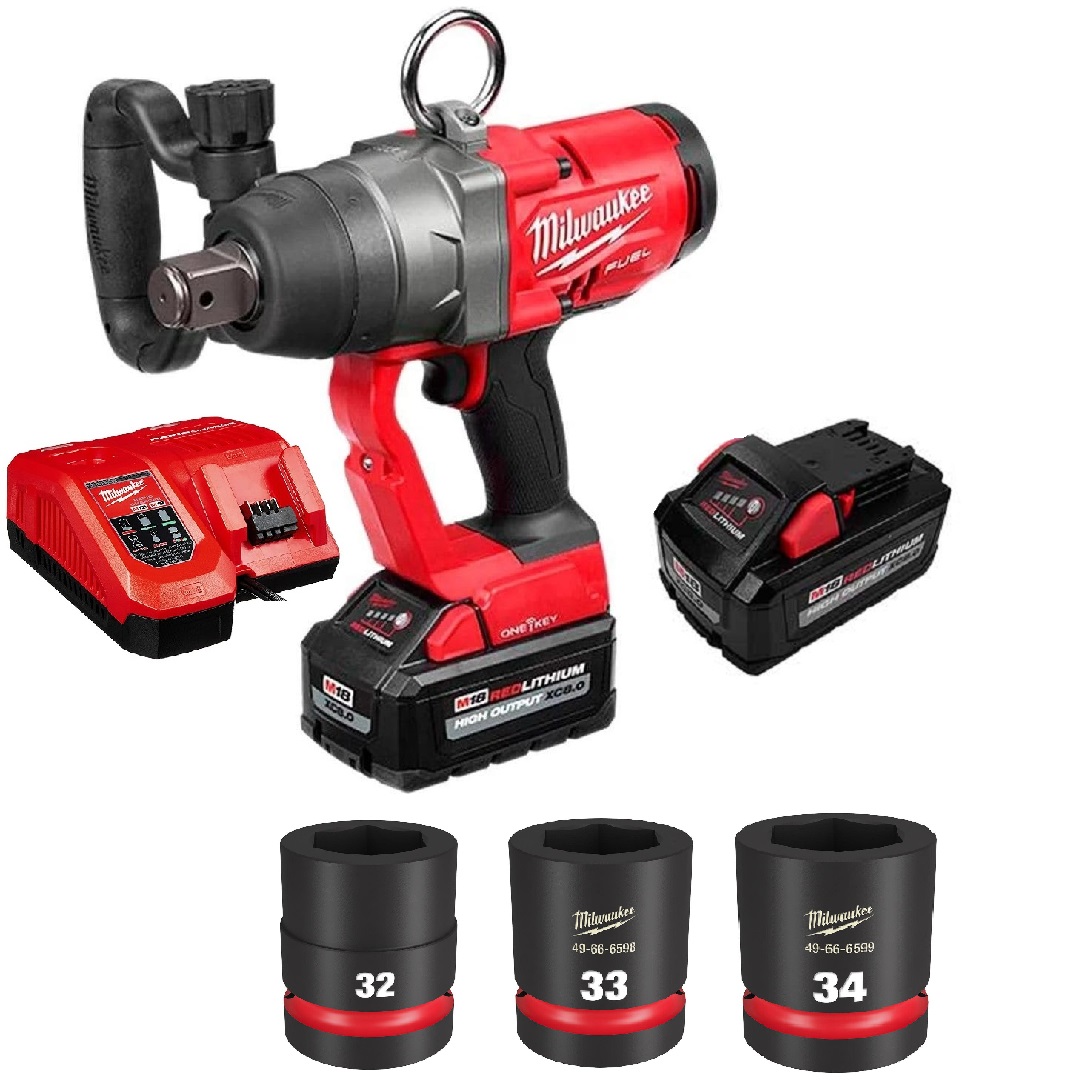 KIT CHAVE DE IMPACTO 1" À BATERIA 18V + KIT SOQUETE FUEL 2867-20 MILWAUKEE