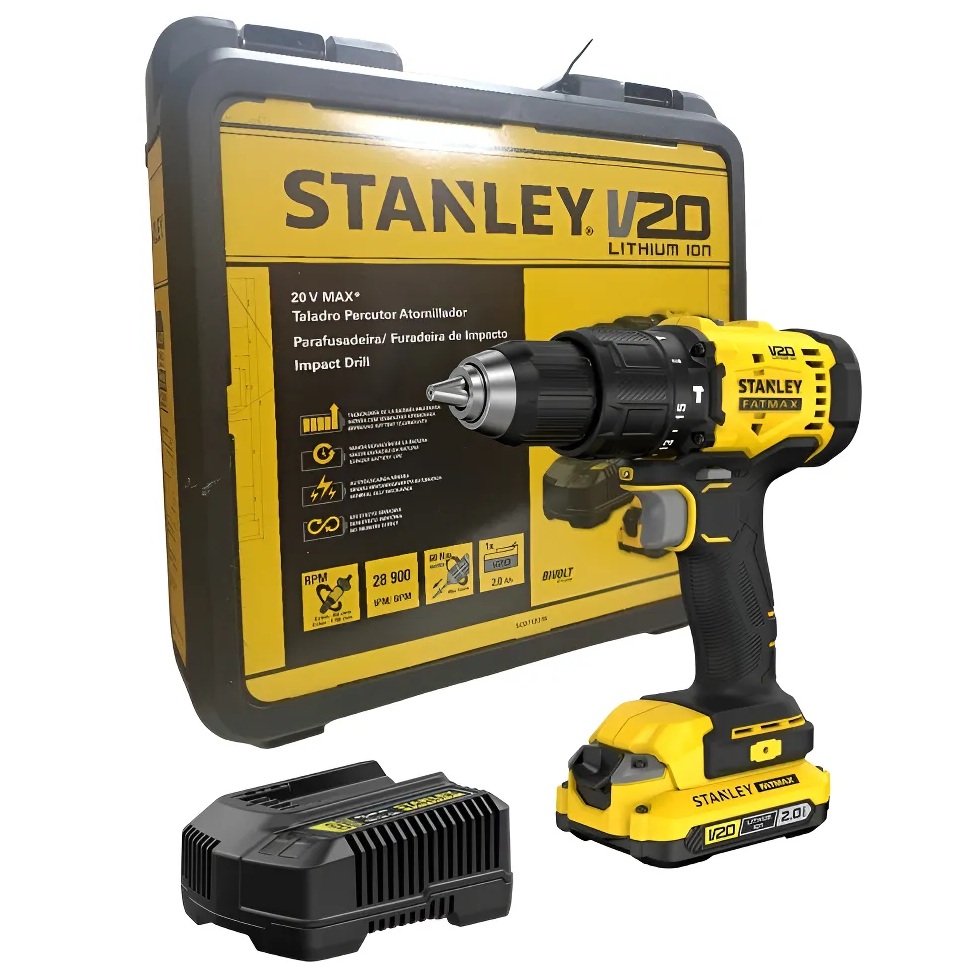 Parafusadeira Furadeira Impacto 01 Bat 20V SCD712D1K Stanley