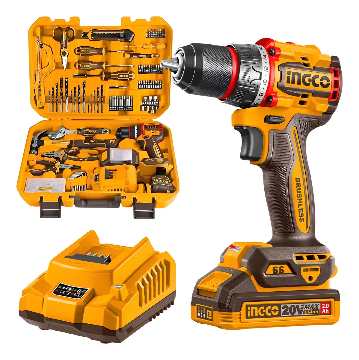 Kit Parafus/furadeira 1/2'' 20v 165 Peças Hkthp11651-9 Ingco