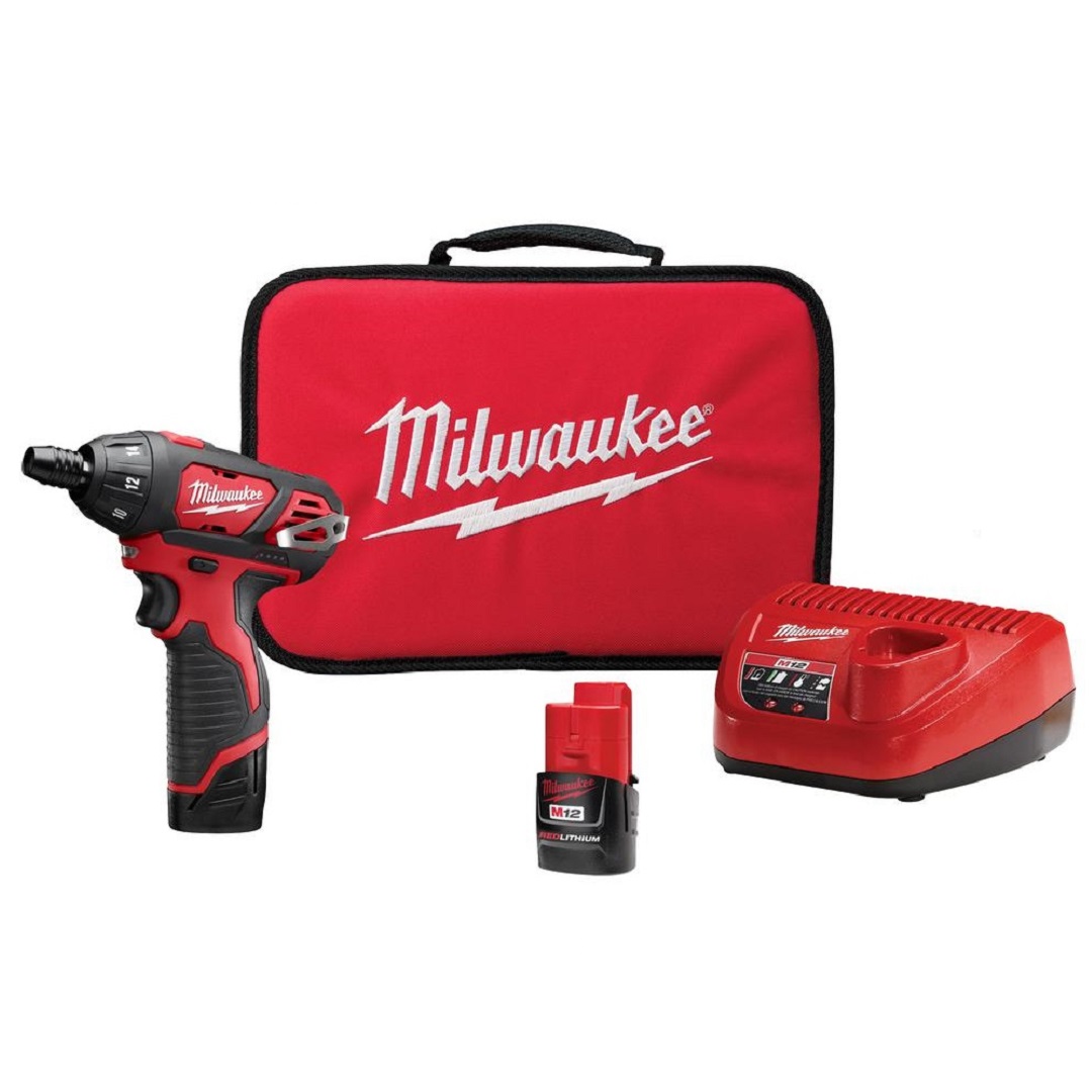 KIT PARAFUSADEIRA 1/4 A BATERIA 20NM M12 2401-259 + ACESSÓRIOS MILWAUKEE  