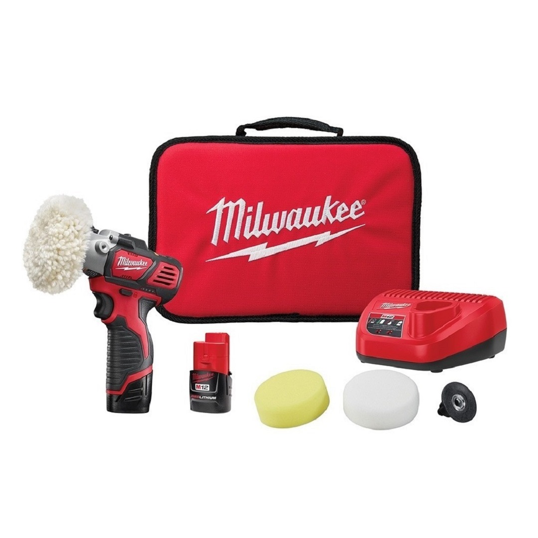 Kit Mini Politriz a Bateria 12V Boina 3" 2438-20 + Acessórios  MILWAUKEE