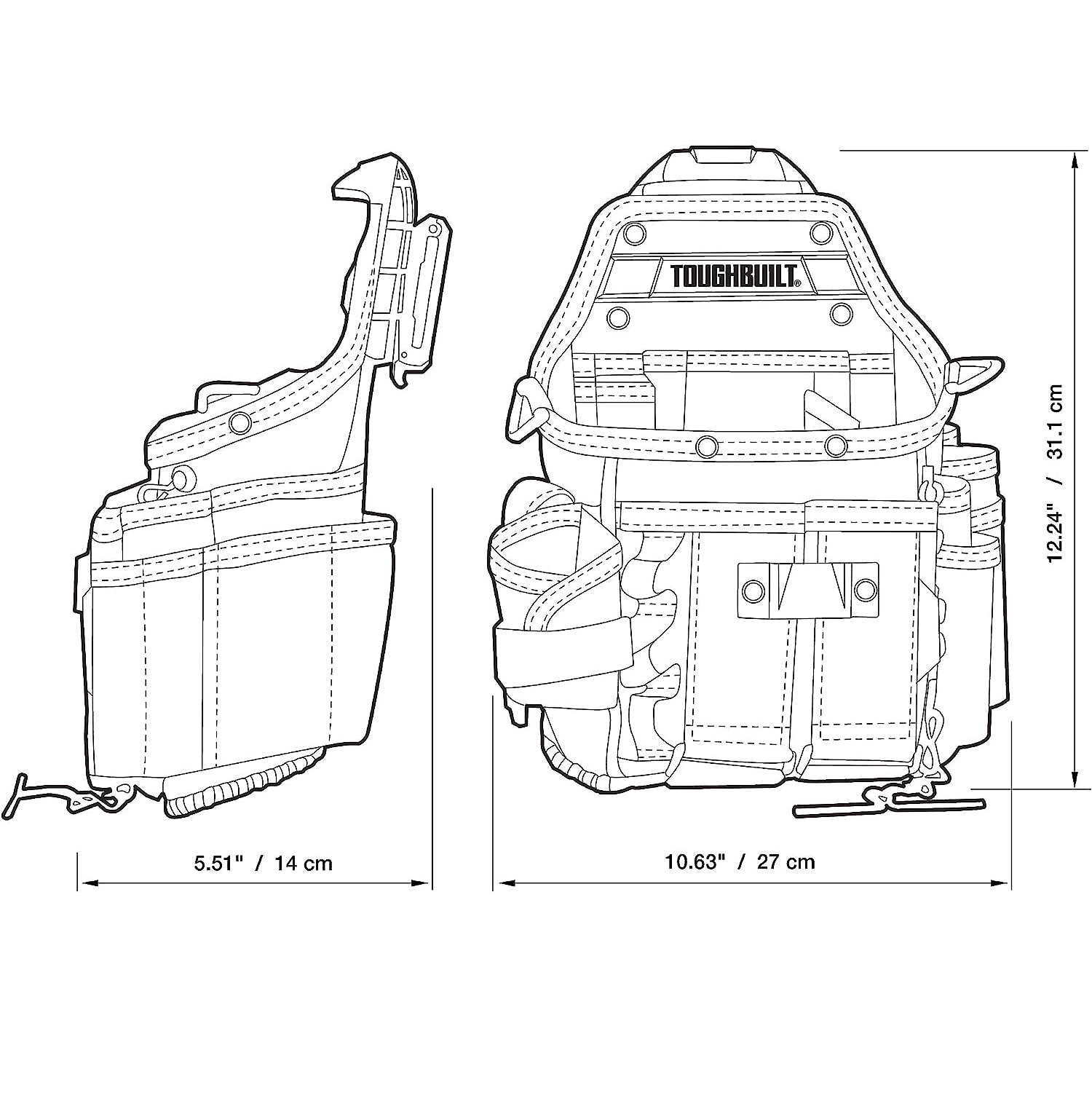 Borsa Portautensili Per Elettricista ToughBuilt TB-CT-114 + Tracolla – 21 Tasche, ClipTech Hub, Struttura Rinforzata