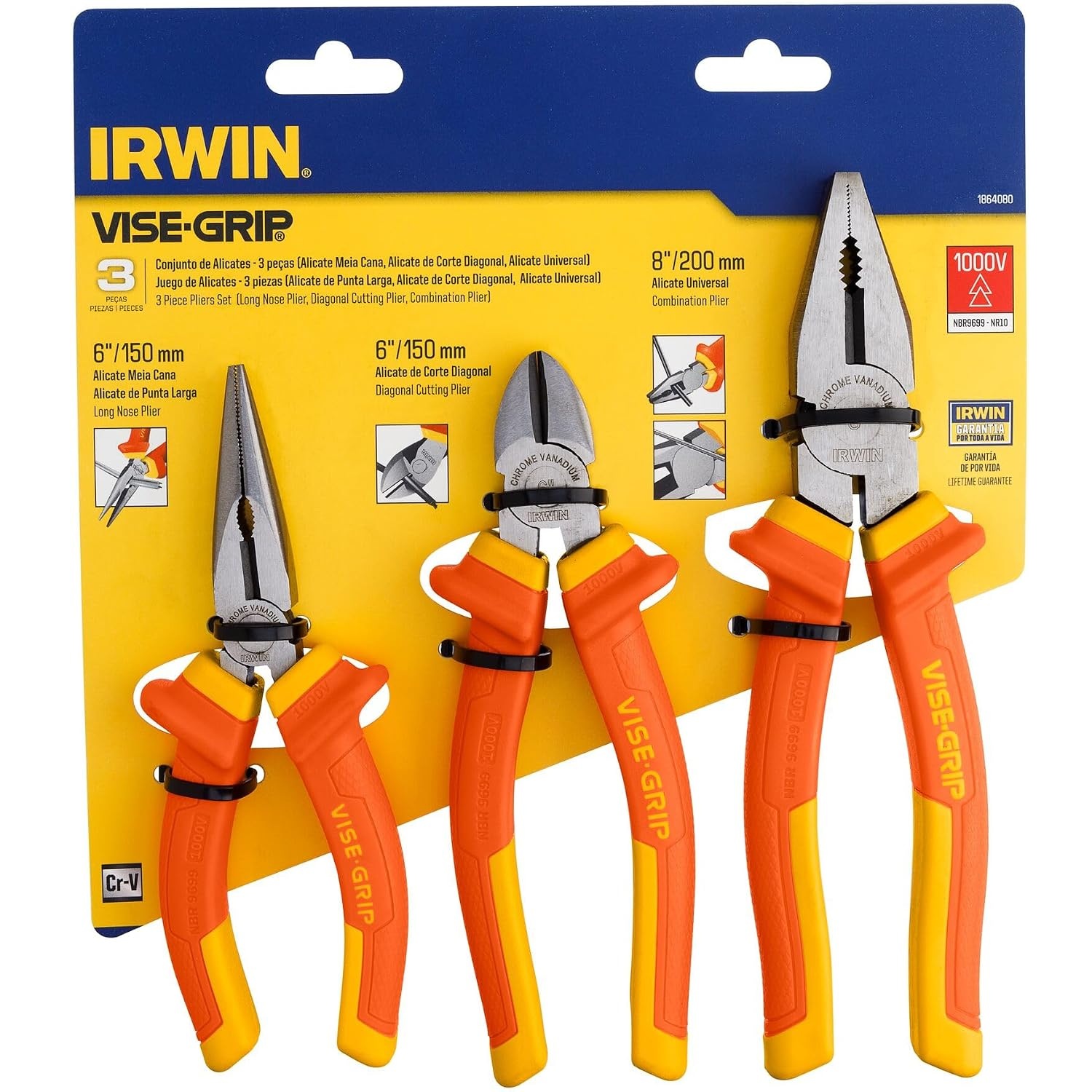 JOGO DE ALICATES ISOLADOS 3 PEÇAS VISE-GRIP IRWIN 1864080