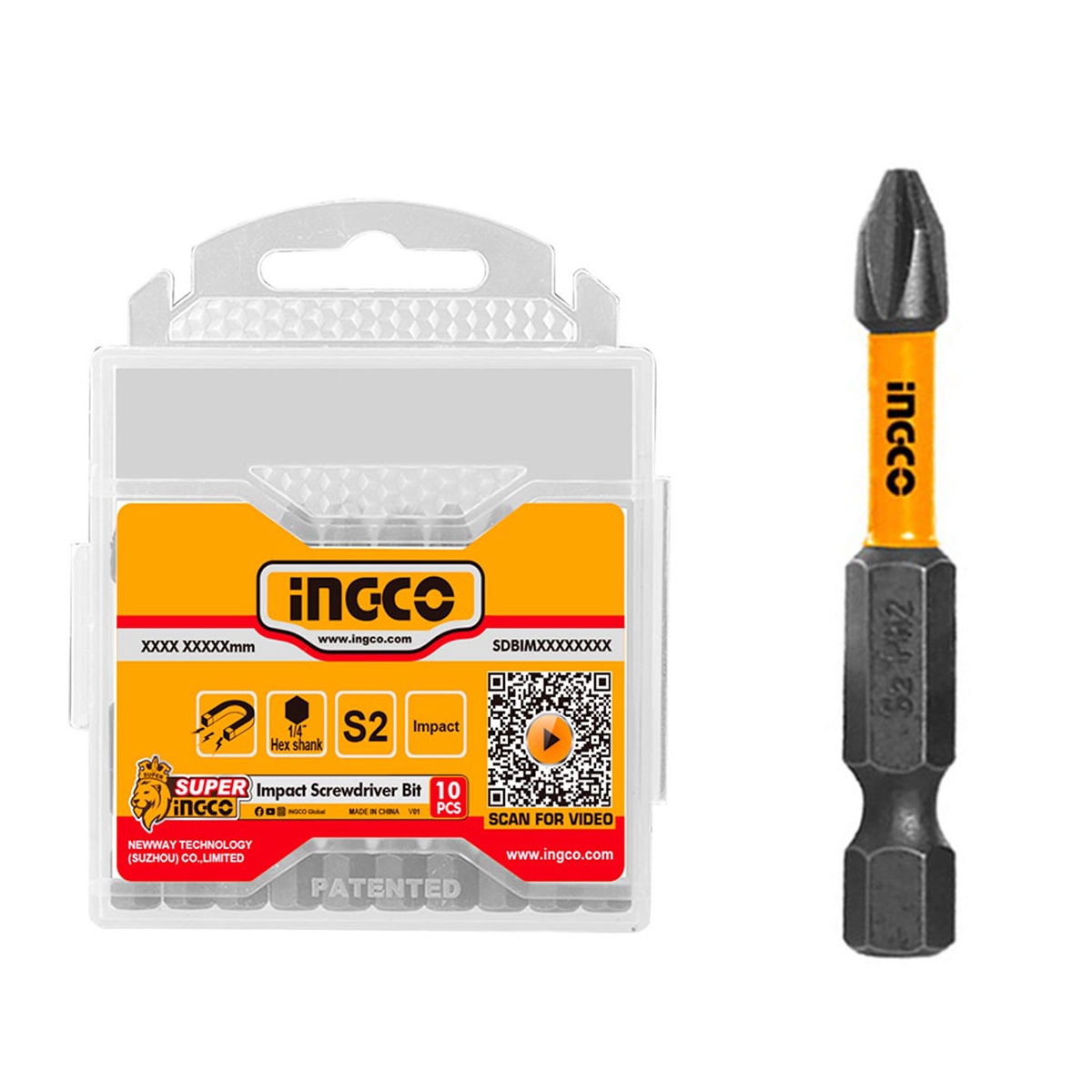 JOGO DE PONTA BITS PH2 50MM 10 PEÇAS INGCO SDBIM11PH223