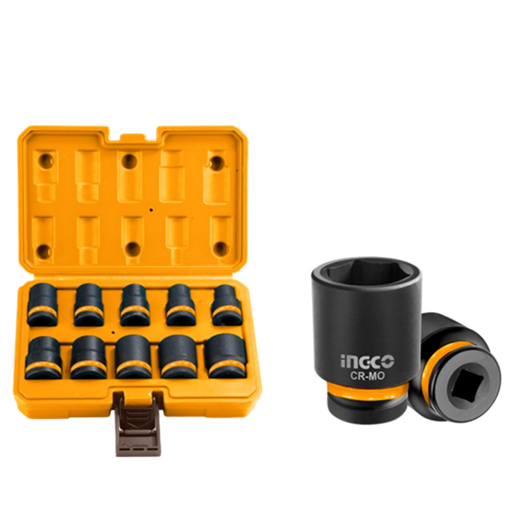JOGO SOQUETE IMPACTO 1/2" 10 a 24mm Com  10 PÇS INGCO HKISSD12101 