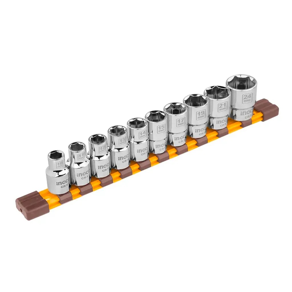 JOGO SOQUETES 1/2" CR-V 10 PEÇAS 10 A 24 MM INGCO HKTS12103 