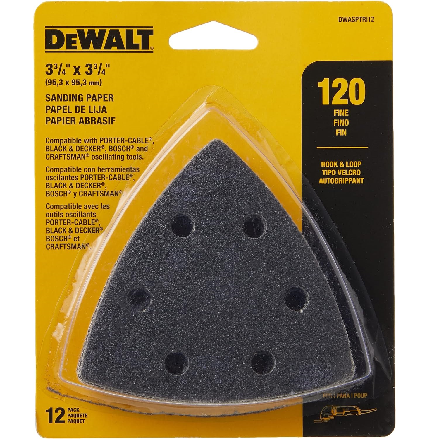 KIT LIXAS MULTIFERRAMENTA OSCILANTE GR120 DWASPTRI12 DEWALT