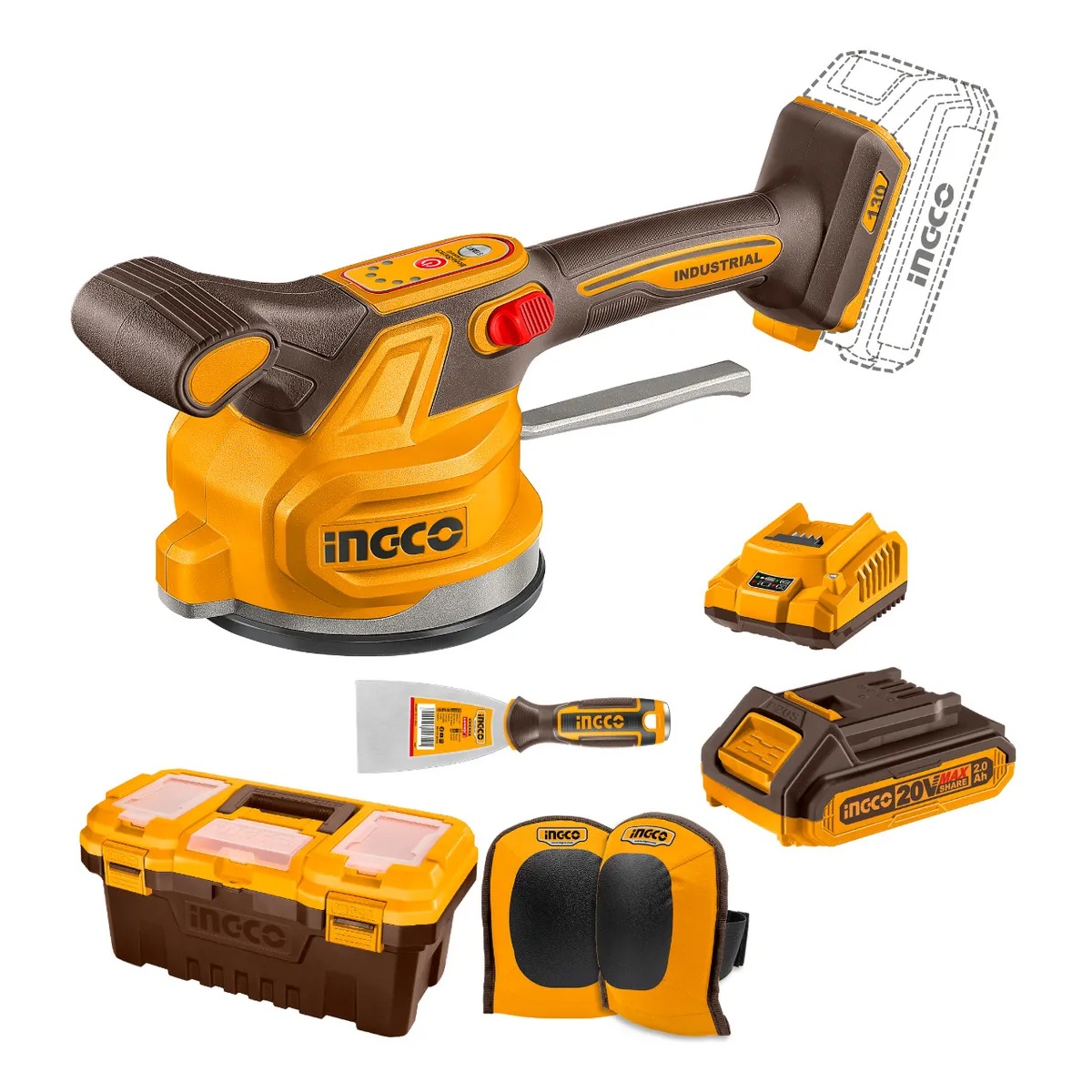 Kit Máquina Assentar Piso À Bateria 20V CTVLI20018-9 Ingco 