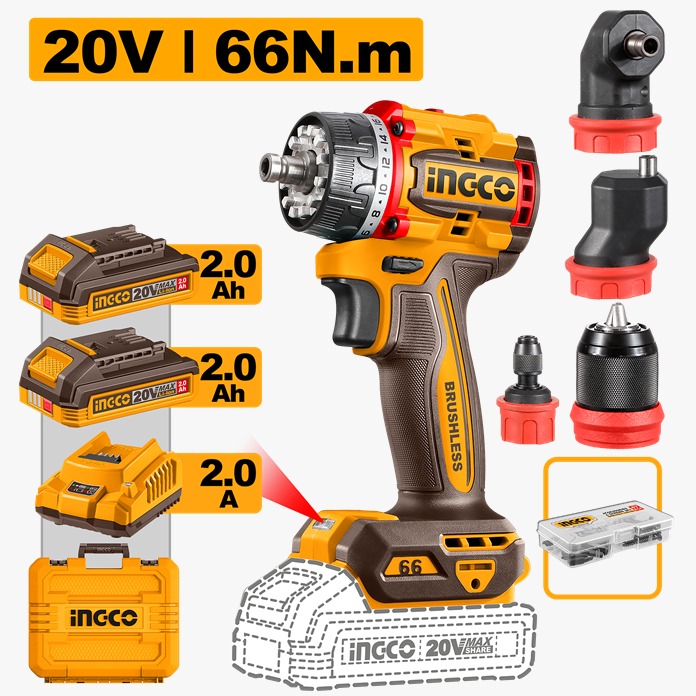 Kit Parafusadeira Furadeira 4 em 1 66 Nm CDLI206686-9 INGCO