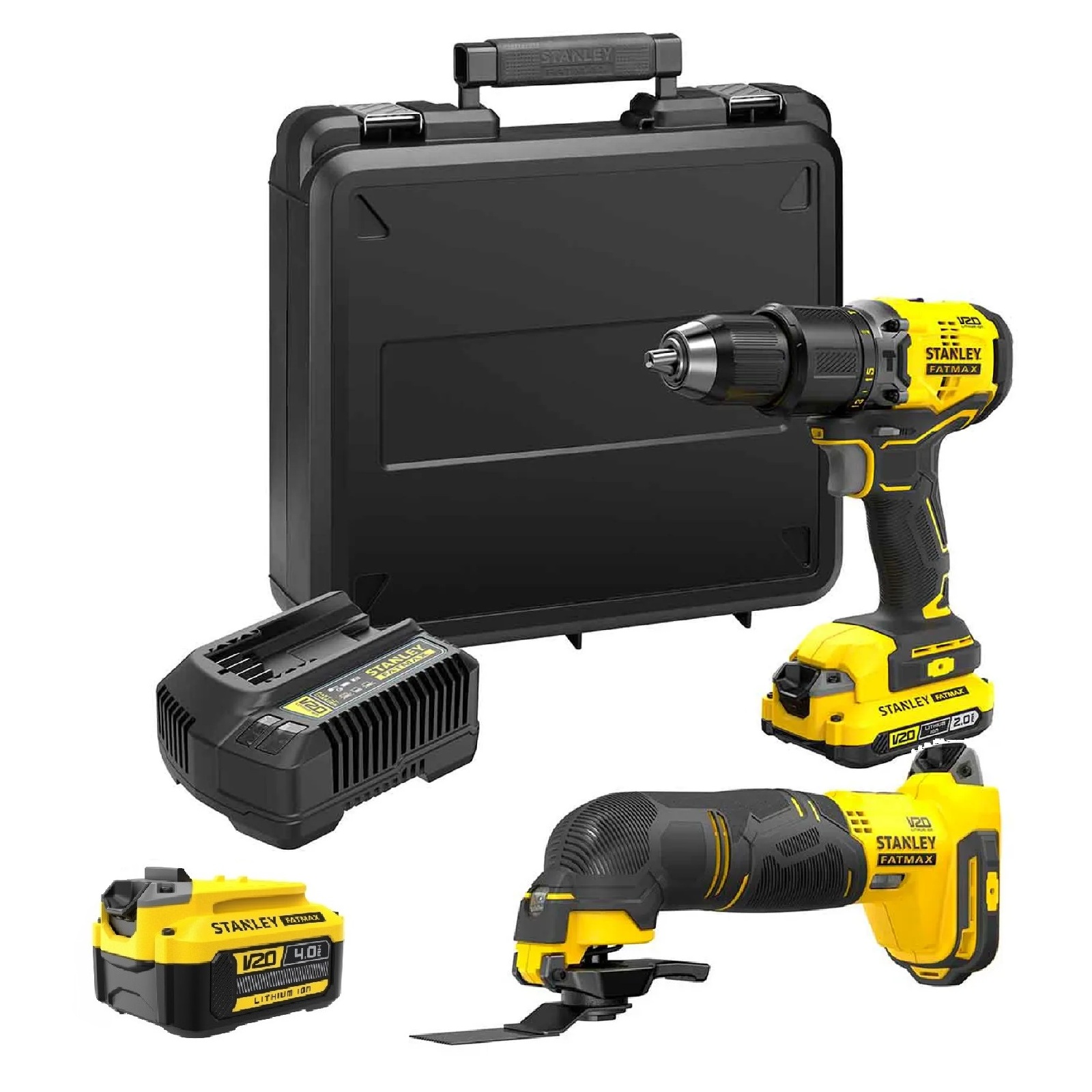 KIT SCT500D1K-BR Multiferramenta Oscilante 20V + Parafusadeira e Furadeira de Impacto SBD715B-B3 Stanley 1/2" 20V + BRINDE Bateria Extra 20v 4ah 