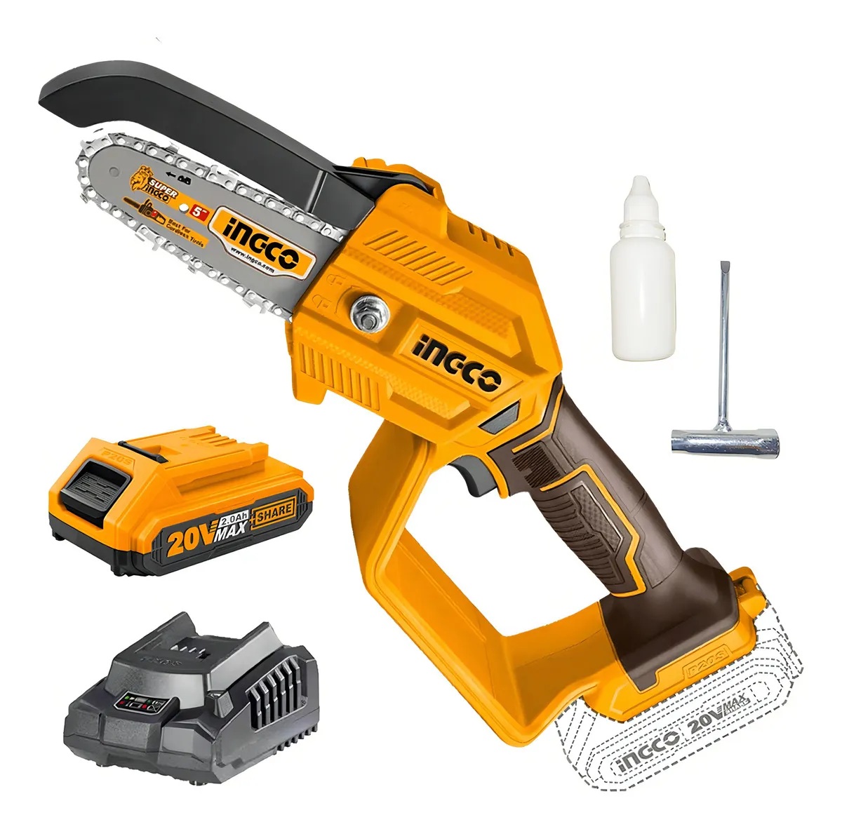 KIT SERRA PODADORA 5"  À BATERIA 20V INGCO CGSLI20581-9 