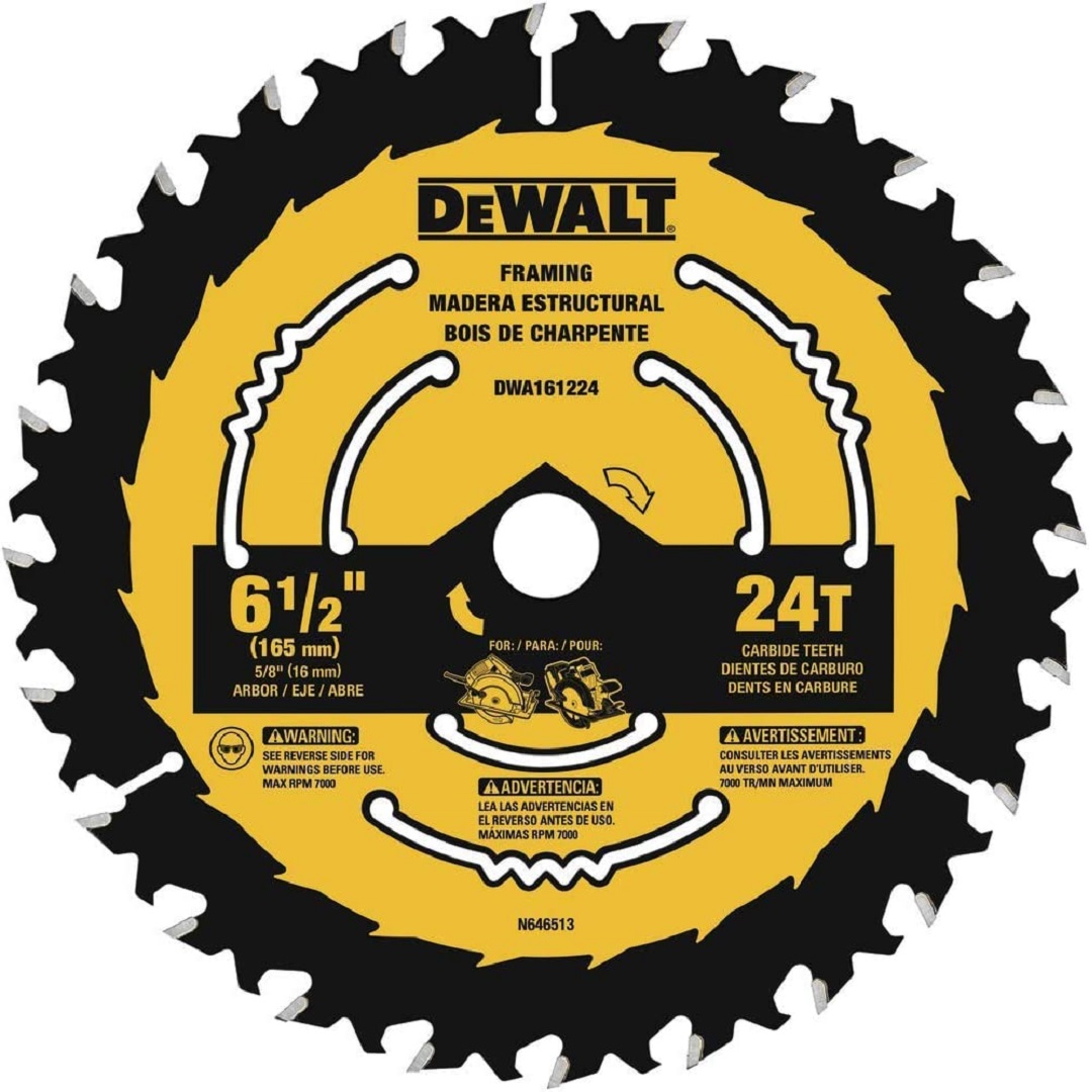 Disco Serra Circular 6-1/2 Pol. 24 Dentes Dwa161224 Dewalt