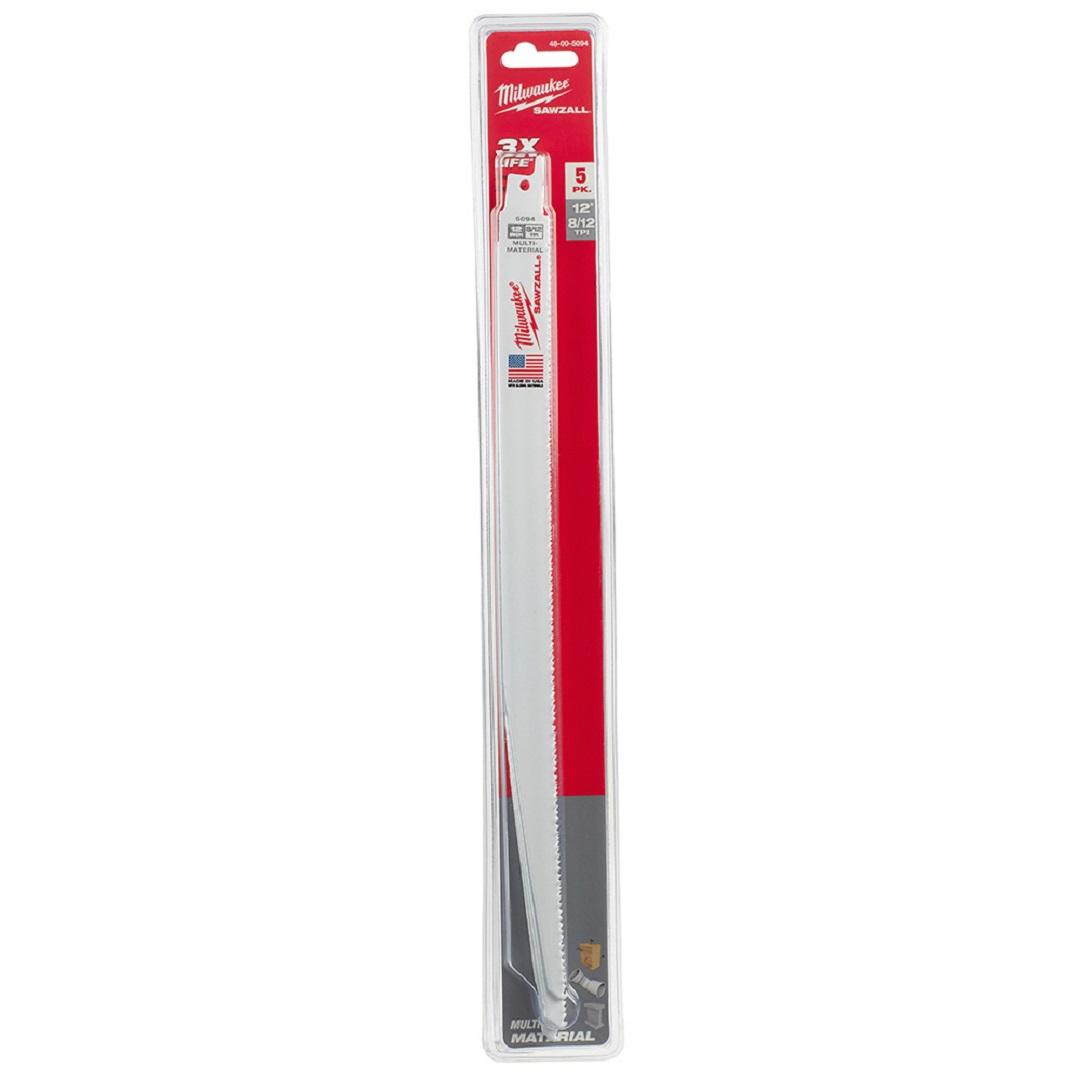 KIT LÂMINA SERRA SABRE 12'' USO GERAL 5 PEÇAS 48-00-5094 MILWAUKEE