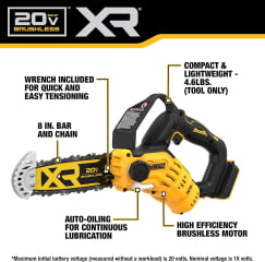 KIT ELETROSSERRA PODA 8'' 20cm 20V BRUSHLESS DCCS623B DEWALT - Cópia (1)