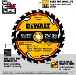 DISCO SERRA CIRCULAR ELITE SERIE 24D 184mm 7.1/4" DWAW71424 DEWALT