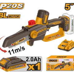 SERRA PODADORA INGCO 5" A BATERIA 20V LINHA P20S COM 1 BATERIA 2.0Ah E CARREGADOR GSLI20561-9