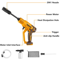 Lavadora Pressão Portátil a Bateria 20v Ingco 20v Cpwli2036