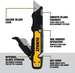 ESTILETE DOBRÁVEL PUSH&FLIP C ARMAZENAMENTO DWHT10992 DEWALT