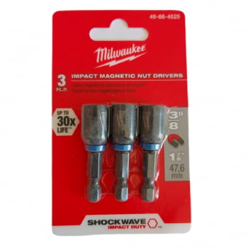 JOGO ADAPTADOR MAGNÉTICO 1/4" 50MM 3/8" COM 03 PEÇAS 49-66-4525 MILWAUKEE