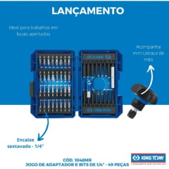 Jogo Adaptador Bits de 1/4" 49 pçs c/ Catraca de Mão 1048MR