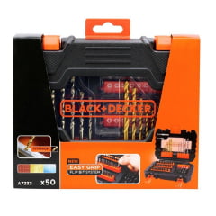 Jogo Bits E Brocas Com 50 Peças e Maleta A7232 XJ Black+Decker