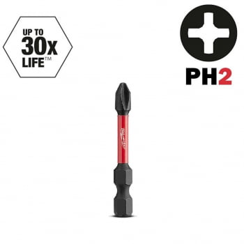 Kit 5 Pontas Bit Parafusadeira Ph2 50mm Shockwave Milwaukee