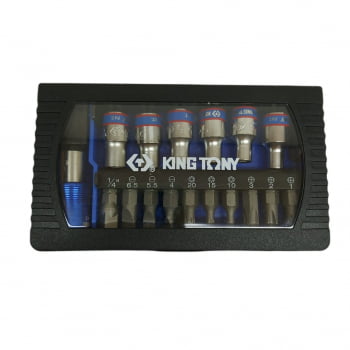 KIT BITS E SOQUETES COM SUPORTE 17PC 1/4" 2517MR KING TONY