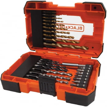 Kit Jogo Furar E Parafusar 27 Peças com Estojo Black+decker A7235 xj