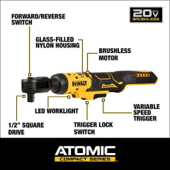 Chave Catraca 1/2 Atomic Dcf512 + Bateria Powerstack Dewalt