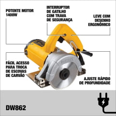 Serra Mármore 125mm 1400W 13.000 RPM 220V DW862 B2 DEWALT