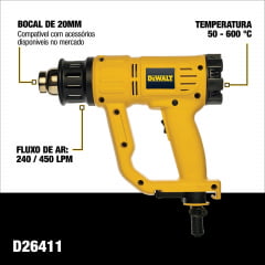 SOPRADOR TÉRMICO 2000W 50C / 600C 220V D26411 B2 DEWALT