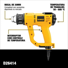 SOPRADOR TÉRMICO DIGITAL 2000W 50/600C 220V D26414-B2 DEWALT