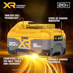 BATERIA 20V MAX 8AH XR POWERPACK DCB2108-B3 DEWALT