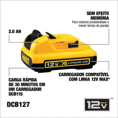 Bateria Lítion 12V 2,0Ah Max XR DCB127 DEWALT