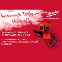 KIT CARREGADOR BATERIA VEICULAR 12V 18V + INVERSOR MILWAUKEE