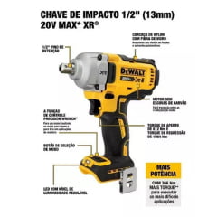 Chave De Impacto 1/2 XR Brushless 20v 812Nm Dcf892 B Dewalt