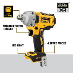 Chave De Impacto 1/2 XR Brushless 20v 812Nm Dcf892 B Dewalt