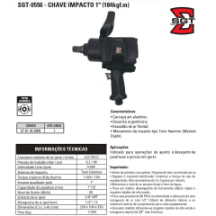 Chave Impacto Pneumática 1" Pistola 184kgf.m SGT-0556 SIGMA