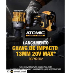 Kit Chave Impacto 1/2 20v Brushless Atomic DCF922D2 Dewalt