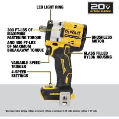 Kit Chave Impacto 1/2 20v Brushless Atomic DCF922D2 Dewalt