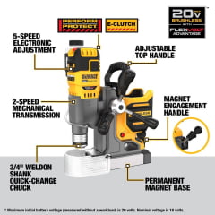 FURADEIRA DE BASE MAGNÉTICA DE 2'' (50MM) A BATERIA 20V MAX* BRUSHLESS FLEXVOLT ADVANTAGE DCD1623B DEWALT