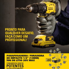 Parafusadeira Furadeira Impacto 02 Bat 20V SCD712D2K Stanley