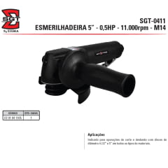 ESMERILHADEIRA ANGULAR 5'' 0,5 HP 11.000RPM SGT-0411 SIGMA