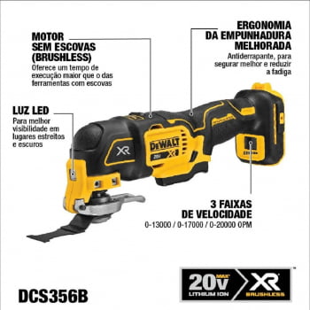 Kit Multicortadora Oscilante À Bateria 20V DCS356 DEWALT