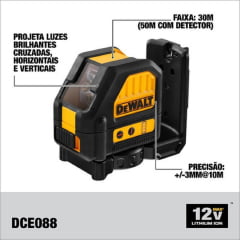 Kit Parafusadeira Furadeira de Impacto 3/8" à bateria 12V DCD716 + Nível a Laser DCE088 DCK205D2T-BR Dewalt