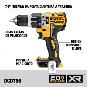 Kit Parafusadeira Furadeira de Impacto 1/2" à bateria DCD796 Dewalt